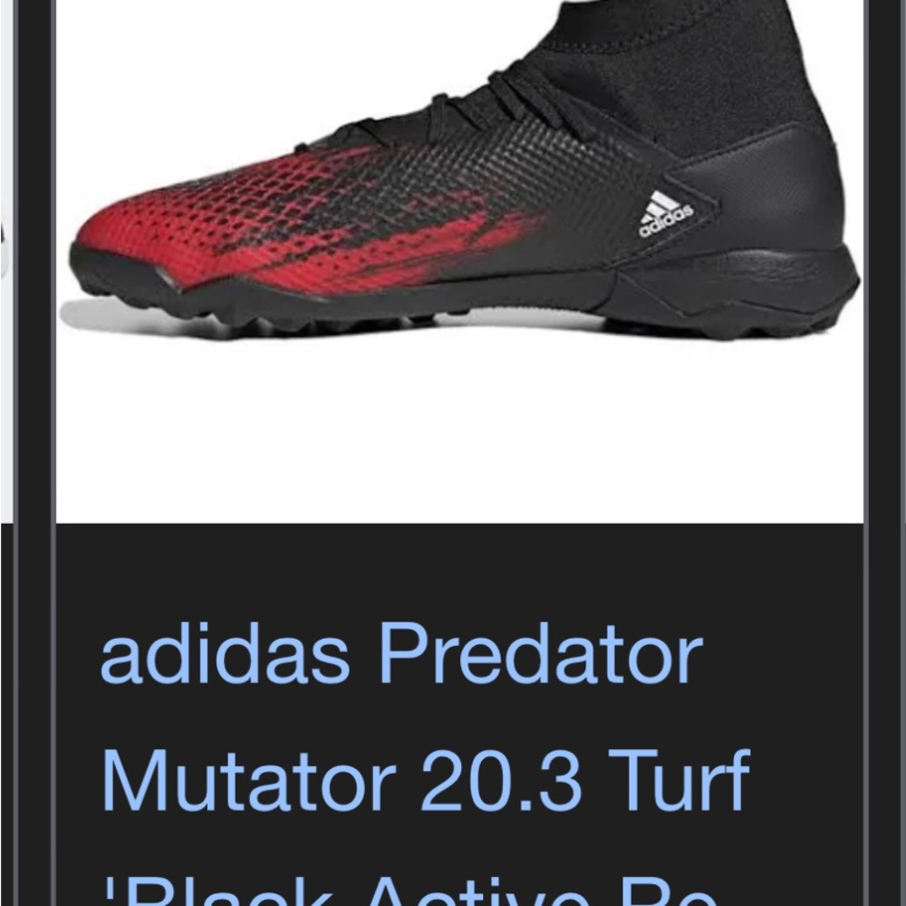 Adidas Predator Mutator Shoes in Black and Red turf/soccer